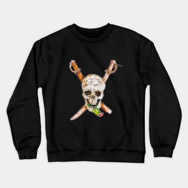Pirate skull and bones with rose Crewneck Sweatshirt by Boztik-Designs